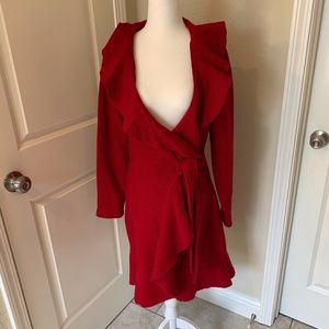 ⭐️SALE!!! Red Ruffle Wrap Coat🌻⭐️
